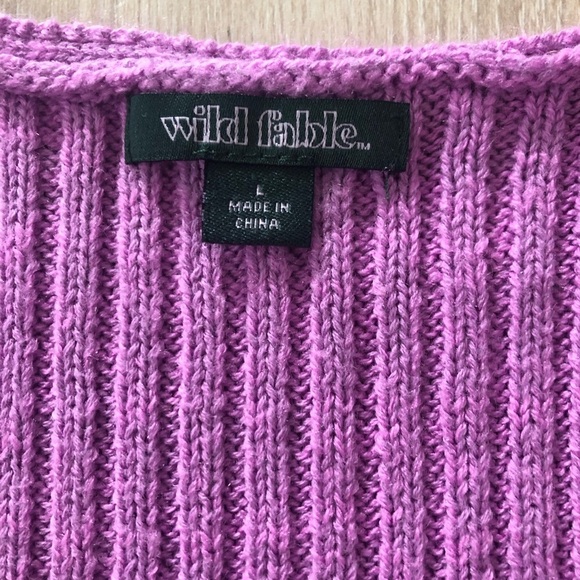 Wild Fable Ribbed V Neck Cropped Cotton Blend Sweater in Lilac Size L - Picture 9 of 10